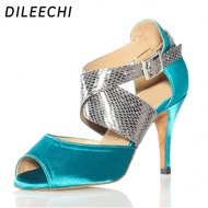 【Pre-order】 Dileechi Blue Satin The Professional Dance Shoes Latin Dance Shoes Women's Ballroom Dancing Shoes Popular Global