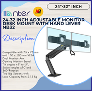 NB North Bayou NB32 24"-32" 24 27 32 Inch TV Monitor Gas Strut Double Dual Arm Table Desk Bracket NB
