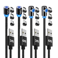 TOPK Magnetic Charging Cable 4-Pack [3ft/3ft/6ft/6ft] 3 in 1 Nylon Braided USB Phone Charger, 360° R