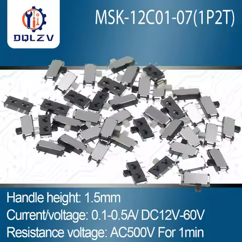 7Pin Mini Slide Switch On-OFF 2Position Micro Slide Toggle Switch 1P2T H=1.5MM Miniature Horizontal 