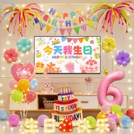 Girl 6th Birthday Happy Scene Decoration Children Firework Balloon Party Ceremony Sense Projection B