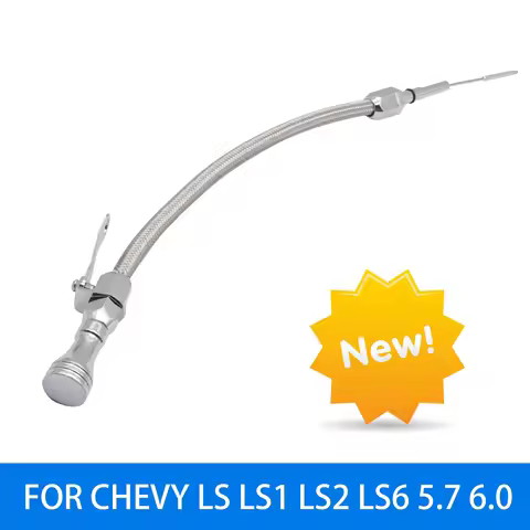 Engine Oil Dipstick for Chevy LS LS1 LS2 LS6 5.7 6.0 Flexible Braided Stainless Silver Automotive Pa