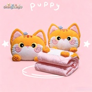 2 In 1 Cartoon Cat Pillow Blanket | Black Tuxedo & Orange Tabby Convertible Cushion Quilt