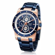 jam tangan alexandre christie ac 6141 original navy blue rosegold