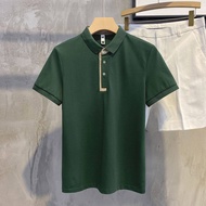 5xl Men's Lapel POLO Shirt Piqué Cotton Solid Color New Short-sleeved T-shirt Casual All-match Paul Top