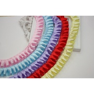 5m Satin Ruffle Pleated Gathered Lace Trim Polyester Multicolor Fluffy Dress Craft Sewing DIY Clothi