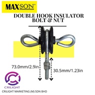 Crilight MAXSON Double Hook Insulator Bolt and Nut untuk penebat untuk hook pagar elektrik tiang metal/ besi