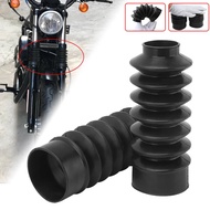 39mm Motorcycle Black Tube Hole Front Fork Guard Cover Protector Rubber Gaiter Shock Boots For Harle