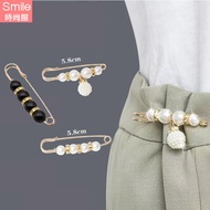 [21A67] SMILE-Small Unique.imitation Pearl Decoration Safety Pin Narrow Waist Buckle/Anti-Glare Clot