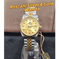 Roscani Women Silver Gold Sapphire Watch