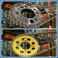 ✑ ┇ ◩ Osaki Lucky Gold Revo Chrome Chain and sprocket Set Sniper150 / Rs150 / Raider150 (2in1)