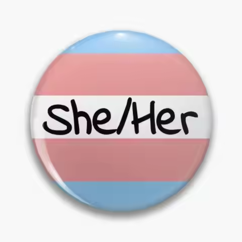 Trans Flag W SHE/HER Pronouns Pin Buttons Brooches Jewelry Accessory Customize Brooch Fashion Lapel 
