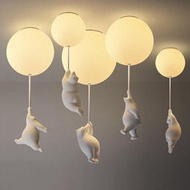 北歐兒童房氣球燈卡通創意過道陽臺餐廳北極熊臥室吸頂燈