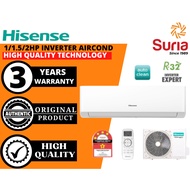 (Free Delivery Penang,Kedah & Perlis)Hisense 1/1.5/2HP R32 Gas 4 Star 5 Star Inverter Air Conditione