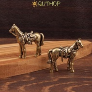 GUTHOP Brass Horse Figurine, Miniature Size Metal Horse Brass Statue,  Collectible Bronze Material H