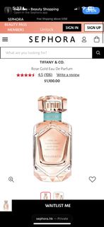 （原價$1100）Tiffany & Co. - 50mL Rose Gold Eau de Parfum EDP Fragrance 花香香水