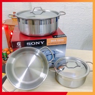 Pot set of 3 Piece SONY made of thick stainless steel 410 for all types of stoves