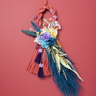 日式祈福注連繩-活力芒草藍紫色系 自選裝飾 永生花