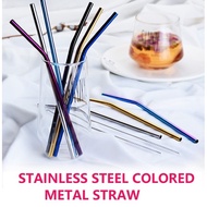 Silver Colored Reusable and Washable Stainless Steel Metal Straw No Brush