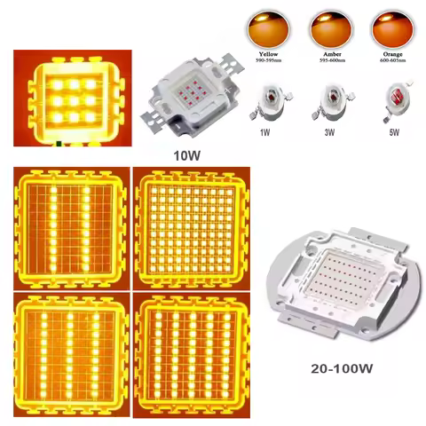 10W 20W 50W 100W Yellow amber Orange High Power LED Bead 1W 3W 5W Emitter Light chip COB 590nm 595nm