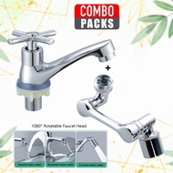 Cross Handle Basin Tap Stainless Steel Bathroom Kitchen Sink Water Head Faucet Pillar Kepala Paip Ai