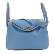 HERMES Swift皮革Lindy 26銀扣手挽肩背兩用袋Bleu Pardis