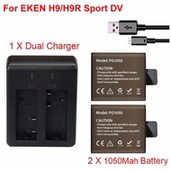 2x 1050Mah Action Camera Battery + Dual Charger For EKEN H9 H9R H3 H3R H8 H8R H8 SJCAM SJ4000 SJ5000