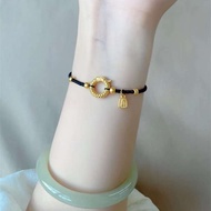 999 Gold 24K Safe Buckle Blessing Dragon Bell Female Bracelet Jewelry Valentine's Day Birthday Gift 
