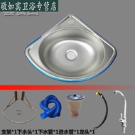 Stainless steel triangular basin thickened small sink ultra small corner single-slot water basin was