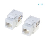 Will 2Pcs RJ45 CAT5E Keystone Jack Insert Punch Down Keystone Jack Adapter White