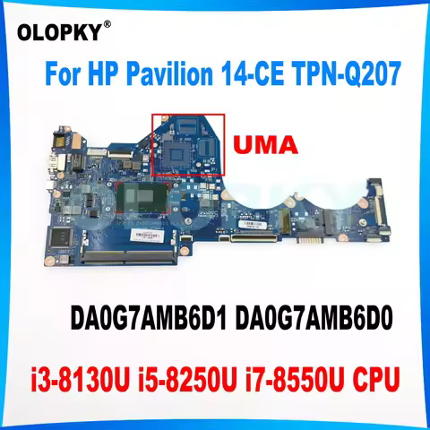 DA0G7AMB6D1 DA0G7AMB6D0 with i3-8130U i5-8250U i7-8550U CPU for HP Pavilion 14-CE TPN-Q207 Laptop Mo