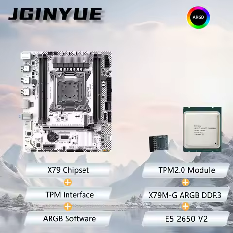 JGINYUE X79M-G Motherboard M-ATX combo Intel® E5 2650 V2 with TPM2.0 kit bundle DDR3 DIY ARGB For Of