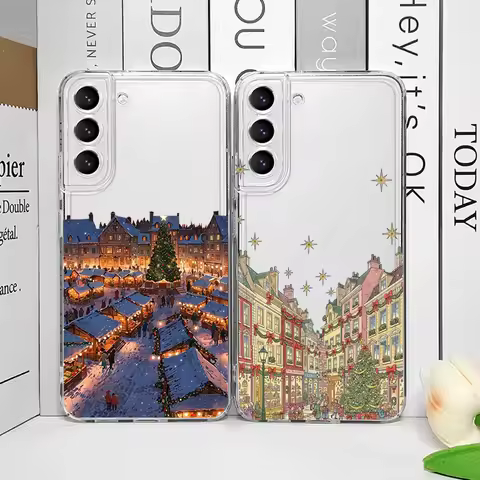 Winter Ski Village Scenery Christmas Clear Phone Case for Oppo Reno 13F 12 11 10 Pro Plus 8T A79 A58
