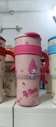 Ly giữ nhiệt hoạt hình 1200ml có tay cầm bình nước giữ nhiệt nóng lạnh inox 316 cao cấp có ống hút