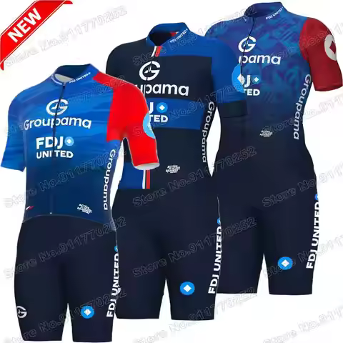 FDJ Team 2026 Cycling Jersey Set France Tour Cycling Clothing Men Road Bike Shirts Suit Bicycle Bib 