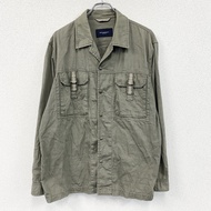 博柏利 (BURBERRY) 長袖軍裝襯衫外套，卡其色，古著