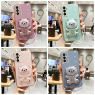 case Samsung A14 5G 4G A22 5G A32 5G A53 5G A54 5G A42 M42 Straight edge electroplated rainbow bear 