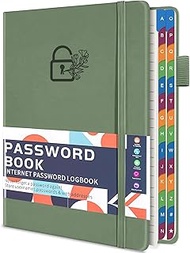YeeCASE Password Keeper Book with Colorful Alphabetical Tabs, 5.8”x8.4” Hardcover Password Log-book,