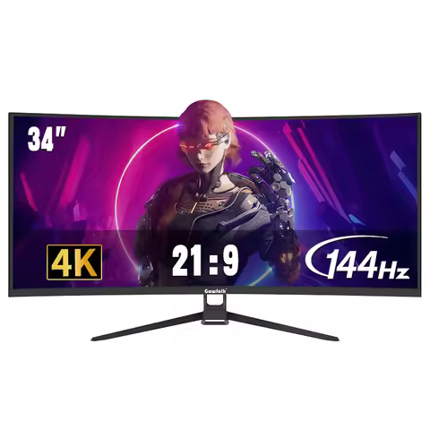 Gawfolk Monitor 34'' 144Hz Bandfish Screen Curved 1500R Gaming Bezel-less Slim 400HDR Nits 100% SRGB