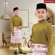 I.P Muslim✦GOLD Baju Melayu Satin Budak Pasang Normal Cutting- Size 12-40 /Baju Raya Lelaki