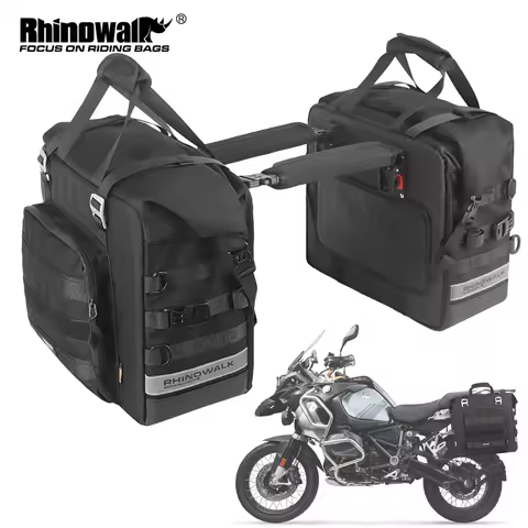 Rhinowalk Motorcycle Side Bag Waterproof 25L-32L Expandable Saddle Pannier Bag Quick Release 3D Cube