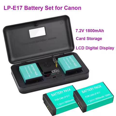 LP-E17 LP E17 Battery 1800mAh LPE17 Camera Battery + LCD USB Charger for Canon EOS RP 200D M3 M6 750