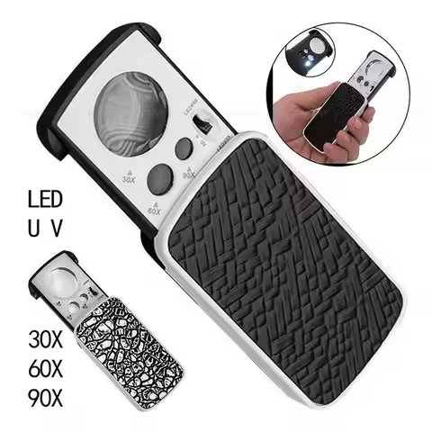 Magnifying Glass 30x 60x 90x LED Lighted Illuminated Jewelers Eye Loupe Jewelry Magnifier for Gems J