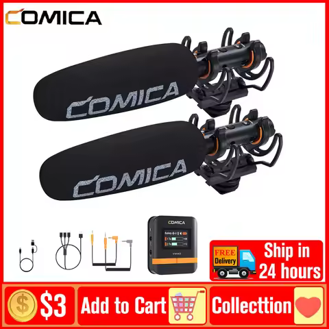 Comica CVM-VM40 2.4G Wireless Microphone Shotgun Microphone For DSLR Camera Smartphone PC Live Strea