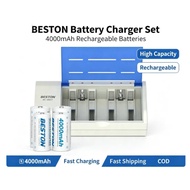 Beston (Size C) 4000mAh Rechargeable Battery Ni-MH + Beston C821BW Rechargeable