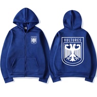 เสื้อแจ็กเก็ตแนวสตรีทของผู้ชายแบบมีซิปรูดซิปฮิปฮอปเสื้อฮู้ดชายหญิงซิปที่พิมพ์แร็ปเปอร์ Kanye West Vu