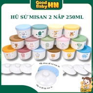 Misan ceramic weaning jar with ml graduation 250 and 2 lids to make baby weaning bowls (G05)