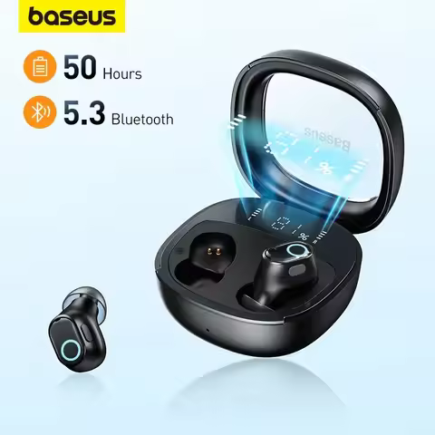Baseus WM02 Plus Headphones Wireless Bluetooth 5.3 Earbuds LED Digital Display Earphones Touch Contr