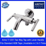 Arino T-1231 Two Way Tap with Lever Handle. T-1231SS Fits most HDB taps of 1/2 inch. Satin Finish.