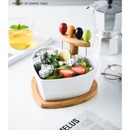 BOSSLU Mangkok Set Japan 4PC Motif Antik Bahan Keramik Plus Paper Bag dan Sumpit Dengan Tutup Kayu